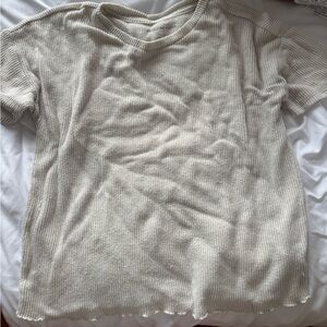 American Eagle Cream Ribbed Knit Top
